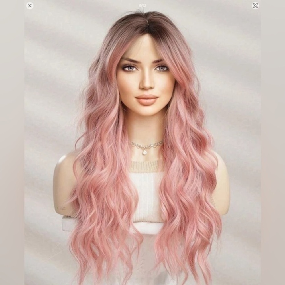 ✨NWT 26 Inch Butterfly Haircut Synthetic Wig ombré pink - Picture 7 of 9
